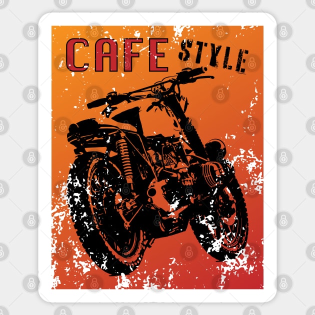 Cafe racer motorbike grunge poster style logo Sticker by MultistorieDog